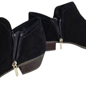 Side Zip Short Bootie Wonderly Kendall Sz 11 Black Suede Leather Low Ankle Boot